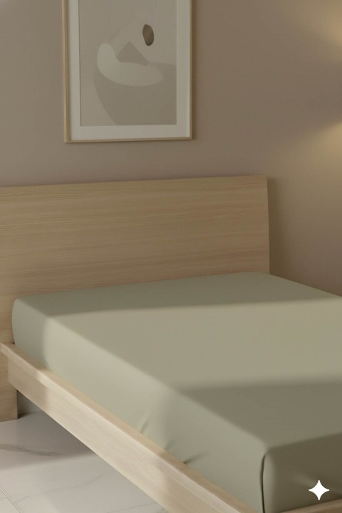 %100 Pamuk Ranforce Premium Tek Kişilik Plus Lastikli Çarşaf - Bej