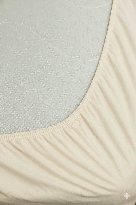 %100 Pamuk Ranforce Premium Tek Kişilik Plus Lastikli Çarşaf - Krem