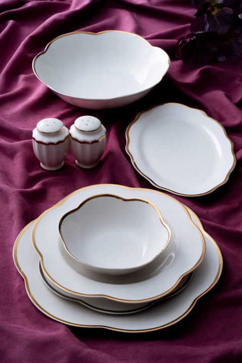 Acar Aveline 6 Kişilik 29 Parça Porselen Yemek Takımı - Gold GBY-06957