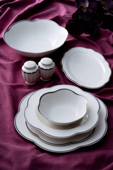 Acar Aveline 6 Kişilik 29 Parça Porselen Yemek Takımı - Silver GBY-06955