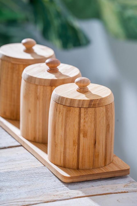 Acar Bambu Standlı 3 lü Baharat Takımı ACR-515