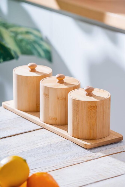 Acar Bambu Standlı 3 lü Baharat Takımı ACR-517