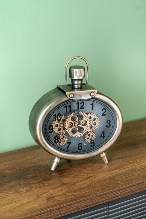 Acar Çarklı Masa Saati - 26.2 cm - Bakır JOY-05954