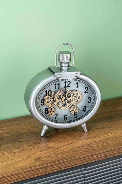 Acar Çarklı Masa Saati - 26.2 cm - Gümüş JOY-05954