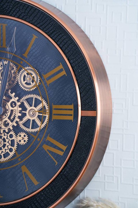 Acar Dekoratif Çarklı Duvar Saati - 59 cm - Kahverengi JOY-07430