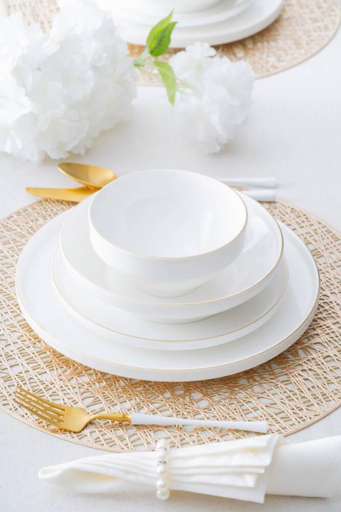 Acar Golden Rise 6 Kişilik 24 Parça Porselen Yemek Takımı - Gold SCT-05442