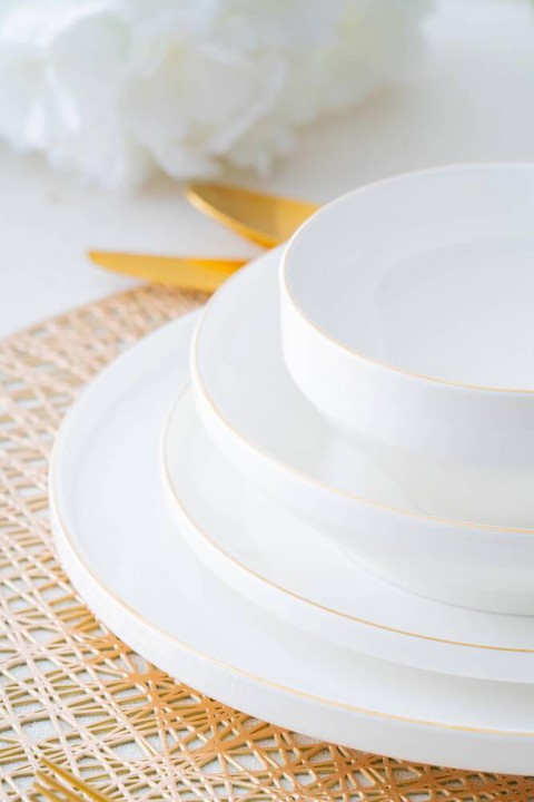 Acar Golden Rise 6 Kişilik 24 Parça Porselen Yemek Takımı - Gold SCT-05442