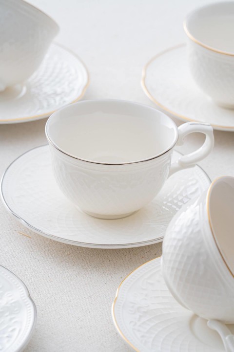 Acar Hamilton 6 Kişilik Silver Çay Fincanı Takımı - 210 ml - Beyaz - Silver PORWM-06189