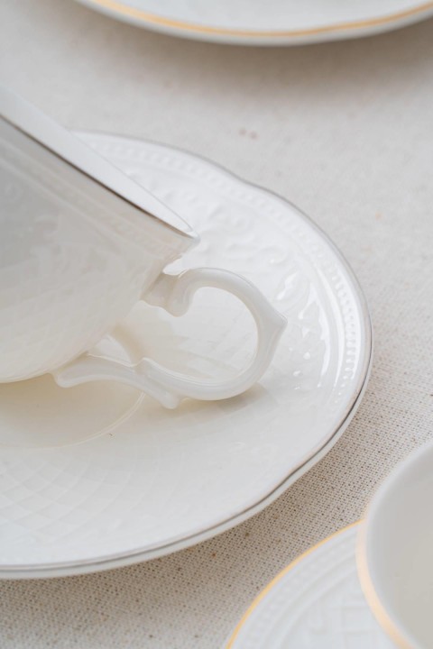 Acar Hamilton 6 Kişilik Silver Çay Fincanı Takımı - 210 ml - Beyaz - Silver PORWM-06189