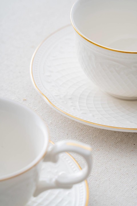 Acar Hamilton 6 Kişilik Silver Çay Fincanı Takımı - 210 ml - Beyaz - Gold PORWM-06189