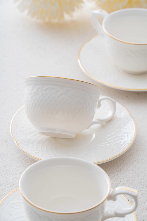 Acar Hamilton 6 Kişilik Silver Çay Fincanı Takımı - 210 ml - Beyaz - Gold PORWM-06189