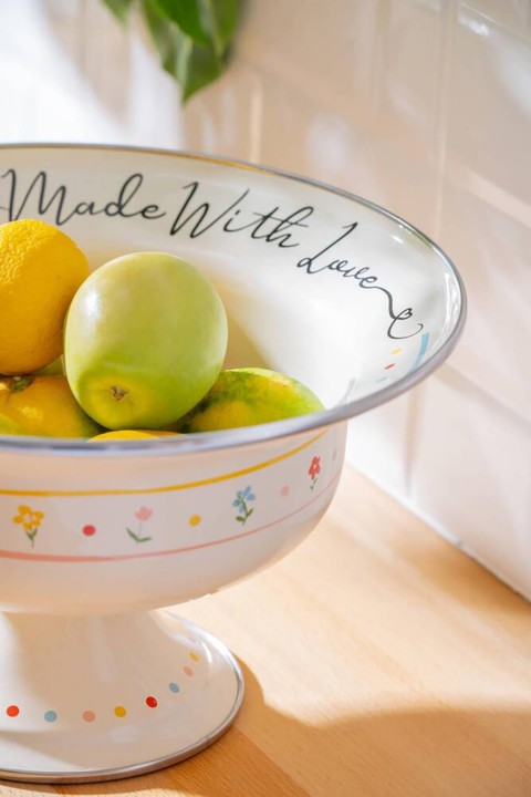 Acar Made With Love Emaye Ayaklı Meyvelik - 28 cm XAP-07711