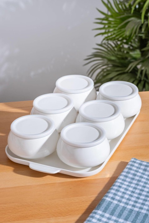 Acar Nora 6 Parça Yuvarlak Porselen Kapaklı Kahvaltılık SCT-06165