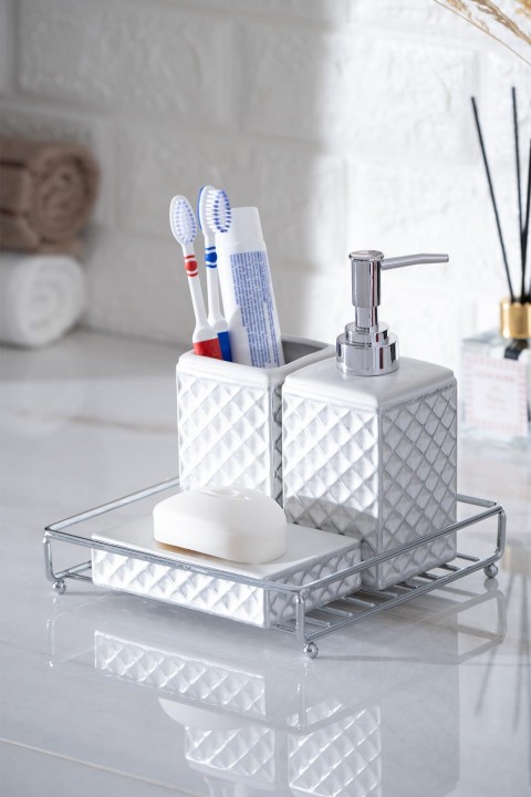 Acar Odeon Kare 3lü Banyo Seti - Silver Beyaz BANS-05863