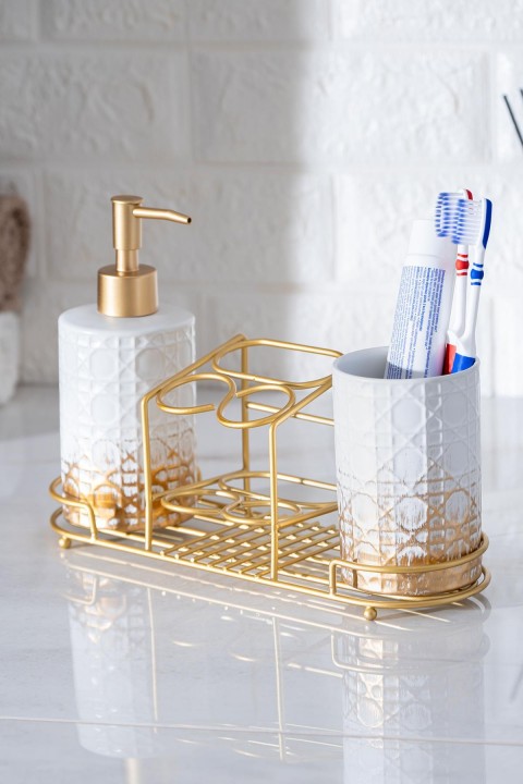 Acar Odeon Oval 3lü Banyo Seti - Gold Beyaz BANS-05864