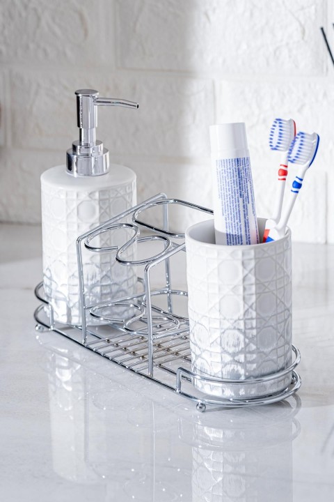 Acar Odeon Oval 3lü Banyo Seti - Gümüş Beyaz BANS-05865