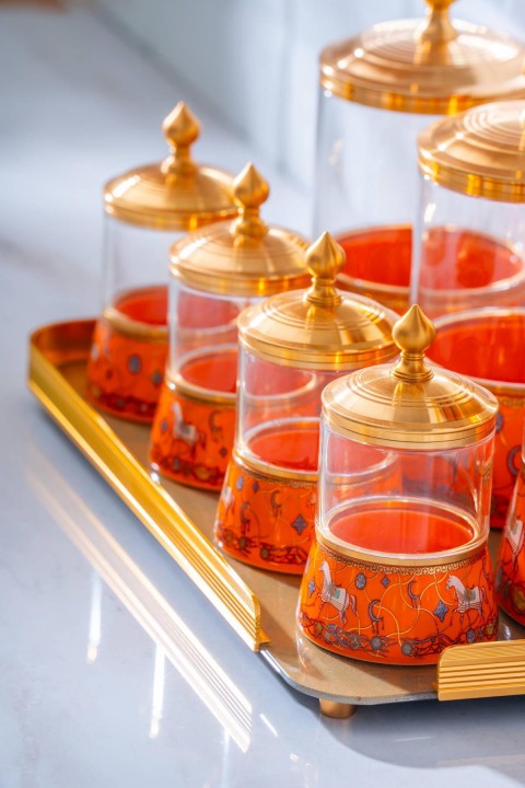 Acar Passifolia 8 Parça Tepsili Cam Baharat Kavanoz Seti KOH-07315