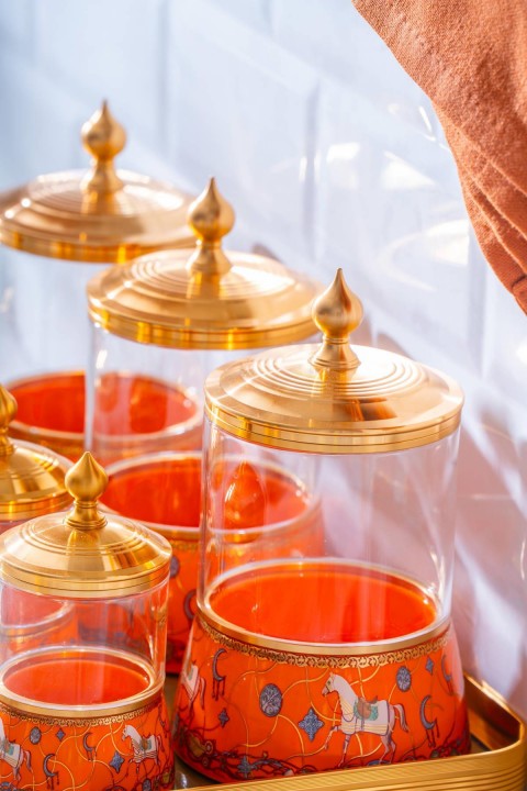 Acar Passifolia 8 Parça Tepsili Cam Baharat Kavanoz Seti KOH-07315