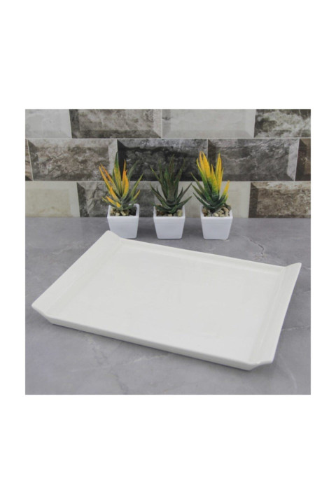 Acar Porselen Dikdörtgen Kayık Tabak 30,5 cm - Beyaz POR-008073