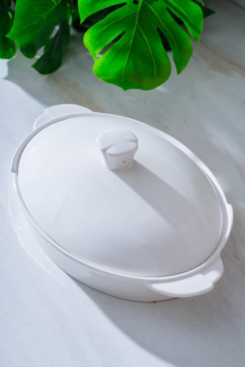 Acar Pure Carmen Oval Kapaklı Tabak - Beyaz PORWM-05328