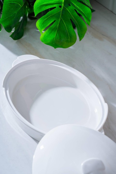Acar Pure Carmen Oval Kapaklı Tabak - Beyaz PORWM-05328