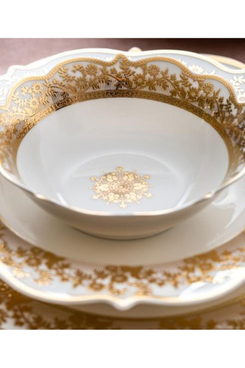 Acar Rosalind 60 Parça Bone China Emboss Gold Yemek Takımı  GBY-06263