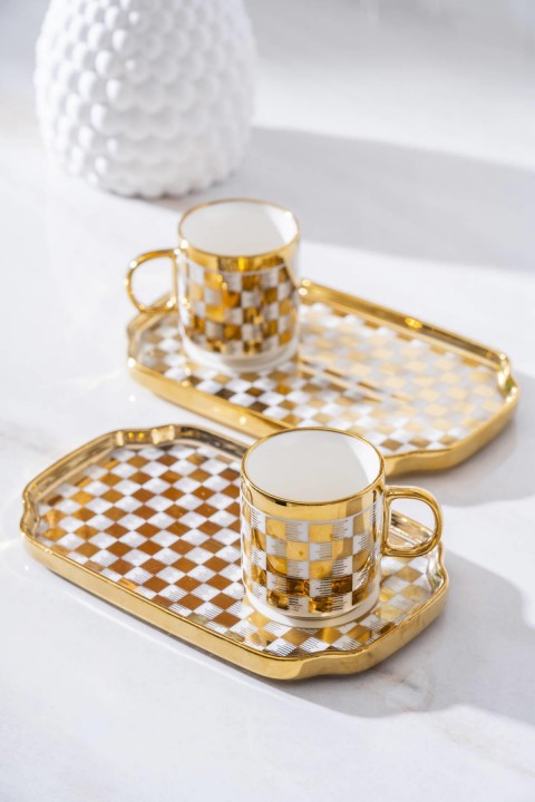 Acar Skye Duo 2 Kişilik Kahve Fincanı Takımı - 100 ml - Gold KAI-06905