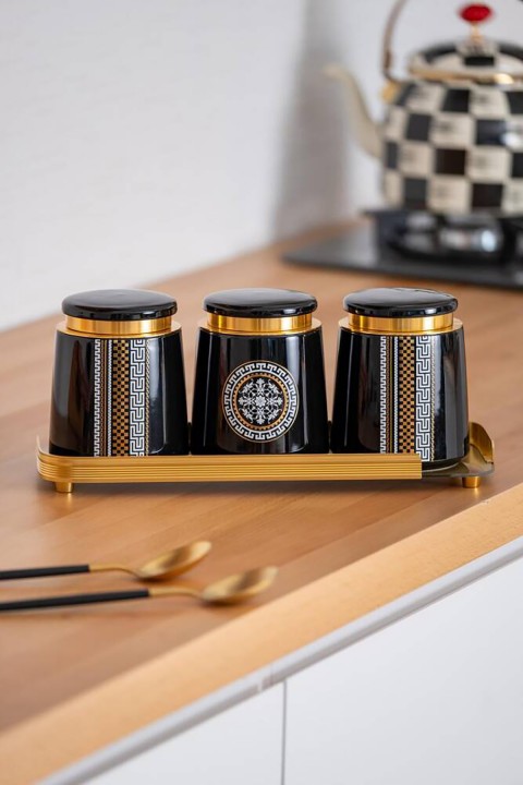 Acar Sonia Suri 4 Parça Cam Tepsili Kavanoz Seti KOH-05017