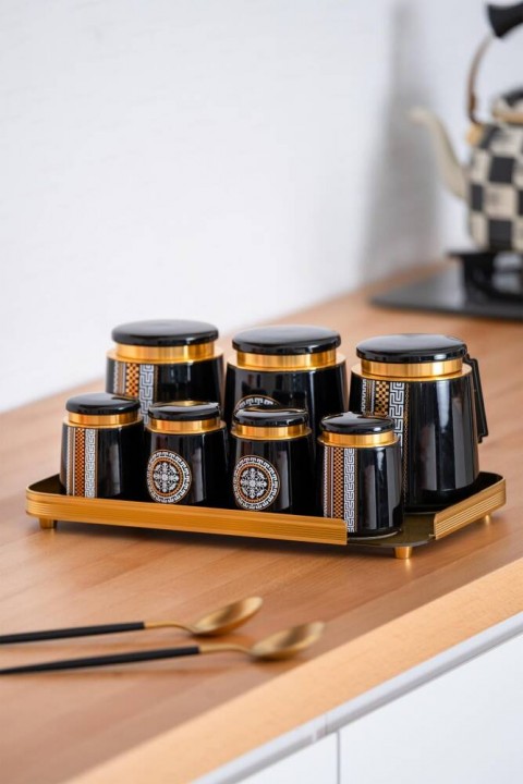 Acar Sonia Suri 8 Parça Cam Tepsili Kavanoz Seti KOH-05016