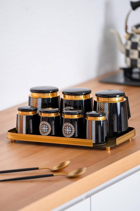 Acar Sonia Suri 8 Parça Cam Tepsili Kavanoz Seti KOH-05016