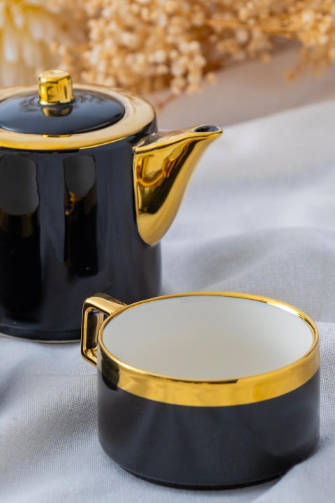 Acar Stella Porselen 2 Kişilik Demlik Fincan Seti - Siyah PORJ-05214