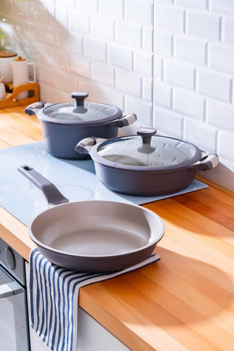 Acar Ultimate Pro 5 Parça Tencere Seti - Antrasit Beyaz BSC-06784