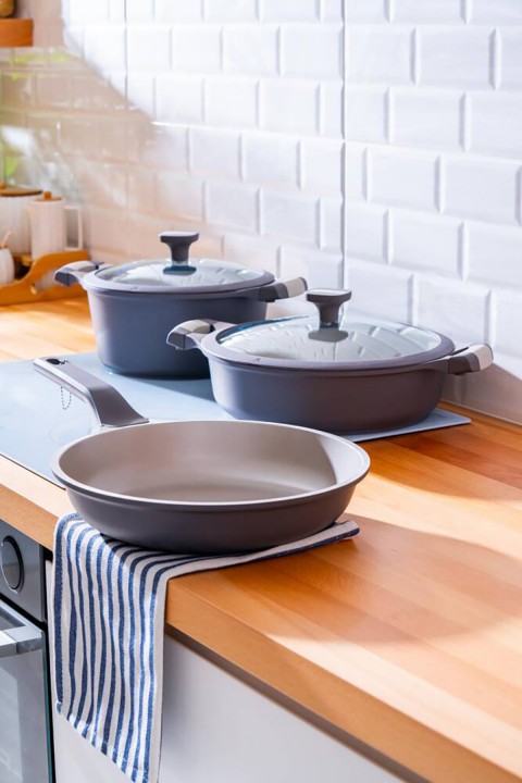 Acar Ultimate Pro 5 Parça Tencere Seti - Antrasit Beyaz BSC-06784