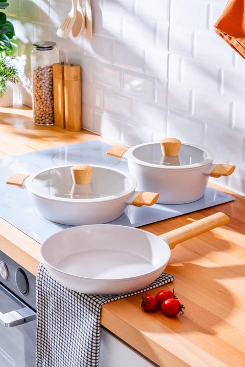 Acar Ultimate Pro 5 Parça Tencere Seti - Gri Ahşap BFT-06769