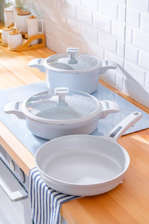 Acar Ultimate Pro 5 Parça Tencere Seti - Gri Beyaz BSC-06781