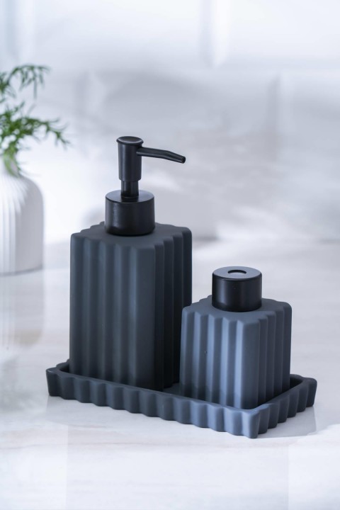 Acar Vega Kare Sıvı Sabunluk Ve Kokuluk Seti 17 cm - Siyah SABJ-06990