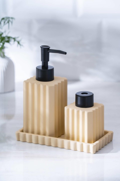 Acar Vega Kare Sıvı Sabunluk Ve Kokuluk Seti 17 cm - Vizon SABJ-06990