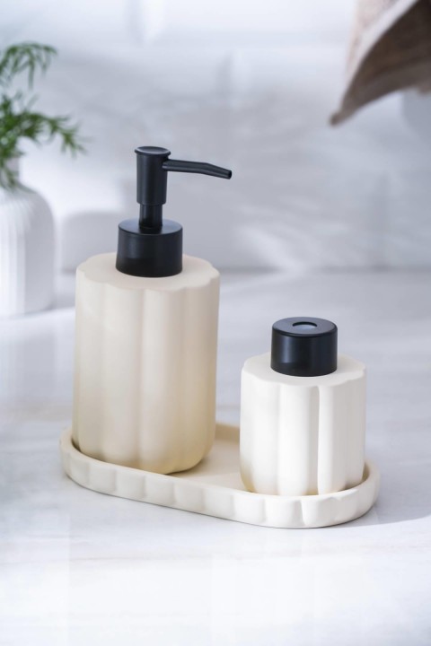 Acar Vega Sıvı Sabunluk Ve Kokuluk Seti 17 cm - Krem SABJ-06991