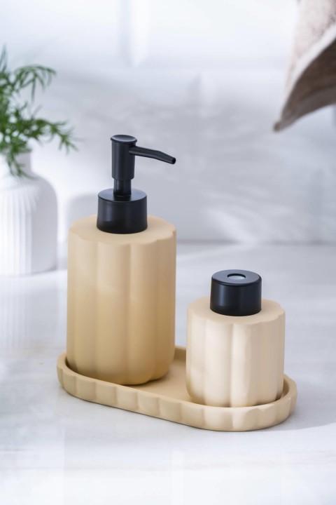 Acar Vega Sıvı Sabunluk Ve Kokuluk Seti 17 cm - Vizon SABJ-06991