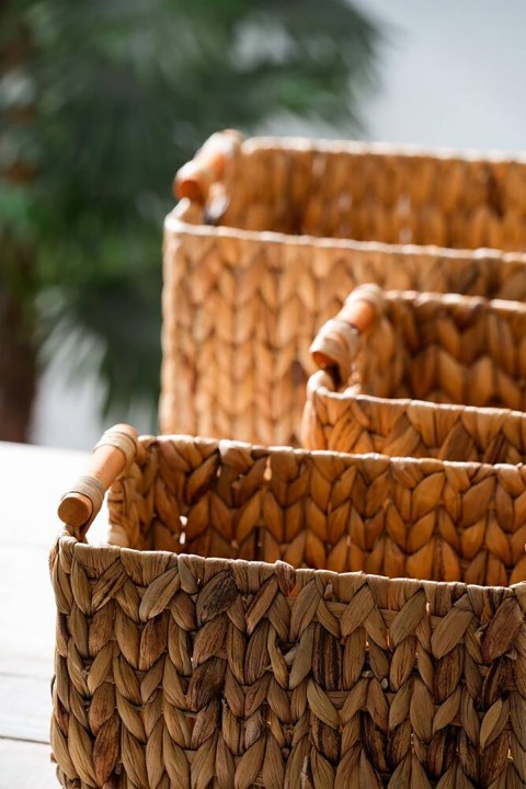 Acar Wicker 3 lü Dekoratif Hasır Sepet ACR-313