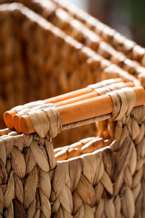 Acar Wicker 3 lü Dekoratif Hasır Sepet ACR-313