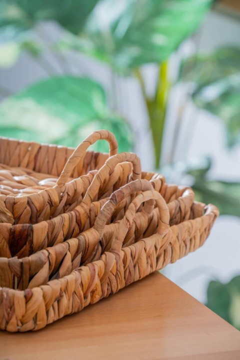 Acar Wicker 4 Parça Hasır Kare Sepet SEP-06997