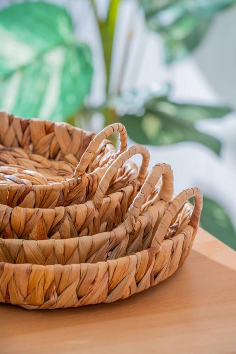 Acar Wicker 4 Parça Hasır Oval Sepet SEP-06996