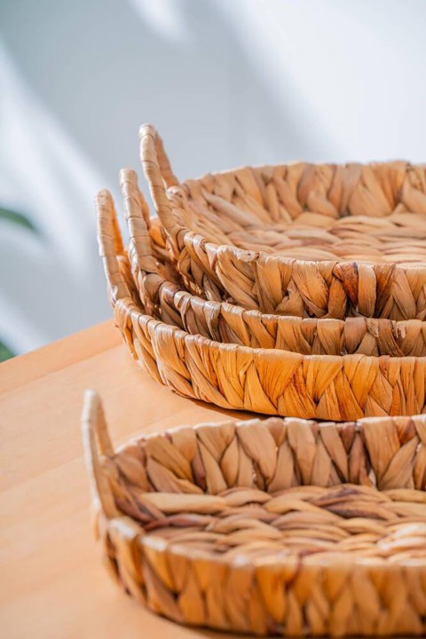 Acar Wicker 4 Parça Hasır Oval Sepet SEP-06996