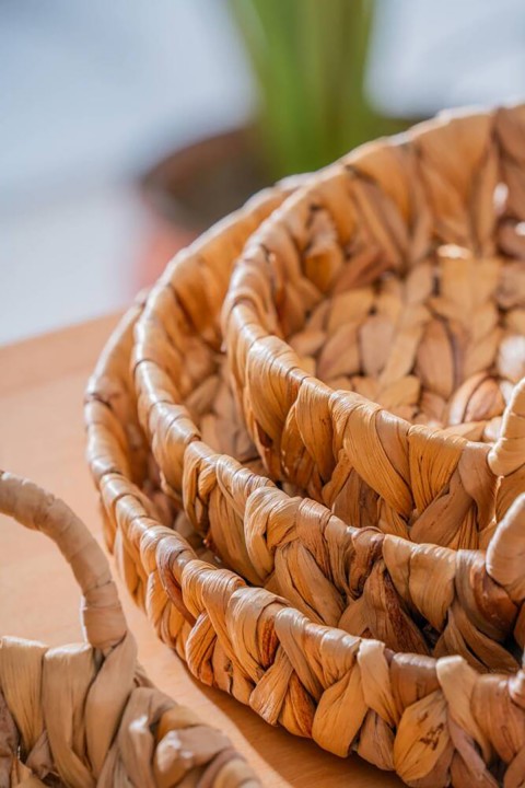 Acar Wicker 4 Parça Hasır Yuvarlak Sepet SEP-06998