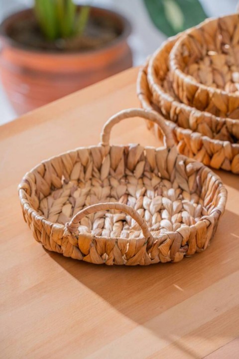 Acar Wicker 4 Parça Hasır Yuvarlak Sepet SEP-06998