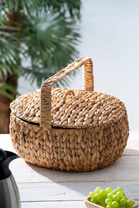 Acar Wicker Kapaklı Hasır Piknik Sepeti - 38 cm ACR-298