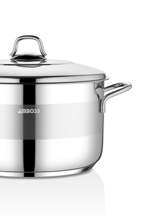 Amboss Saphire 22X12 Cm Derin Tencere Çelik Kapak 4,5 Lt - Gümüş