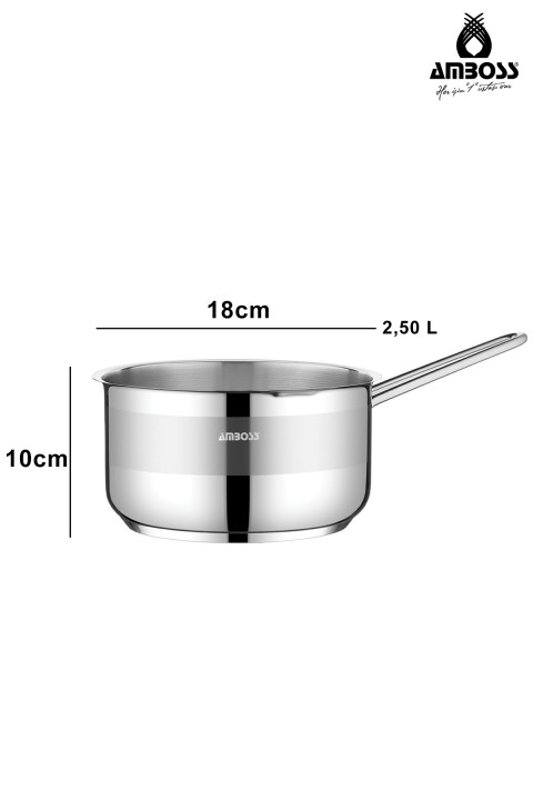 Amboss Sapphire Paslanmaz Çelik İndüksiyon Tabanlı Sütlük, Sosluk - 18 cm