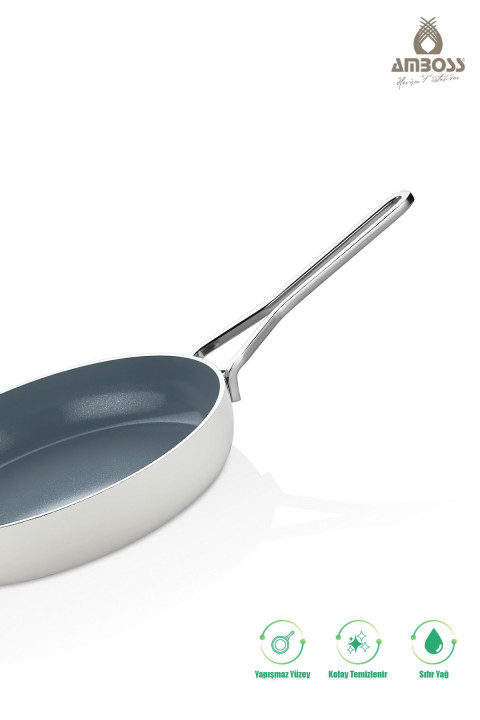 Amboss Sera Nova Yanmaz Yapışmaz Seramik Tava 30 cm - Beyaz